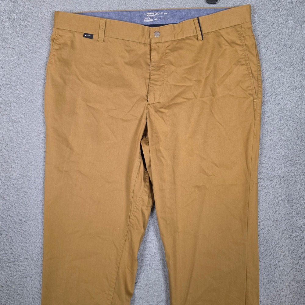 Nike Chino Pants Mens 36 Brown Excellent Tapered Golf Modern Fit Dri-Fit - Picture 5 of 9